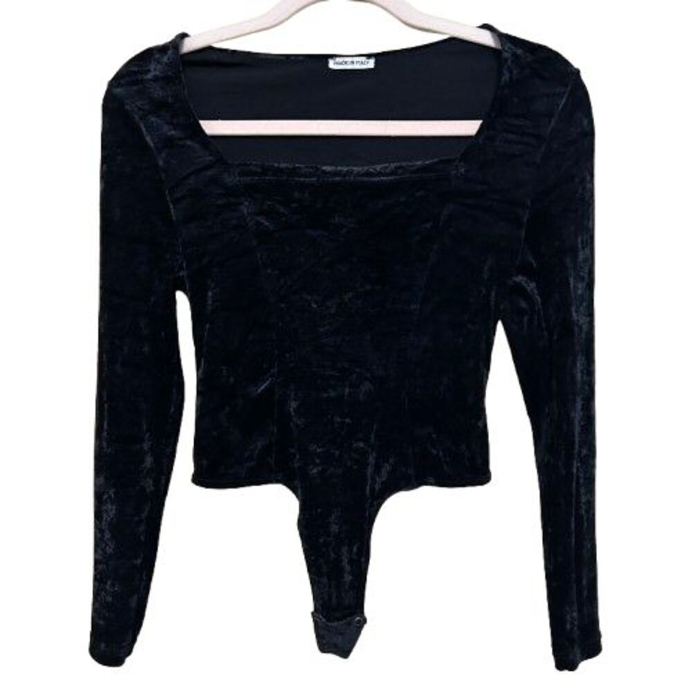 Cosabella Black Velvet Bodysuit Womens Small Whimsygoth Witchy Dark Fairy Italy